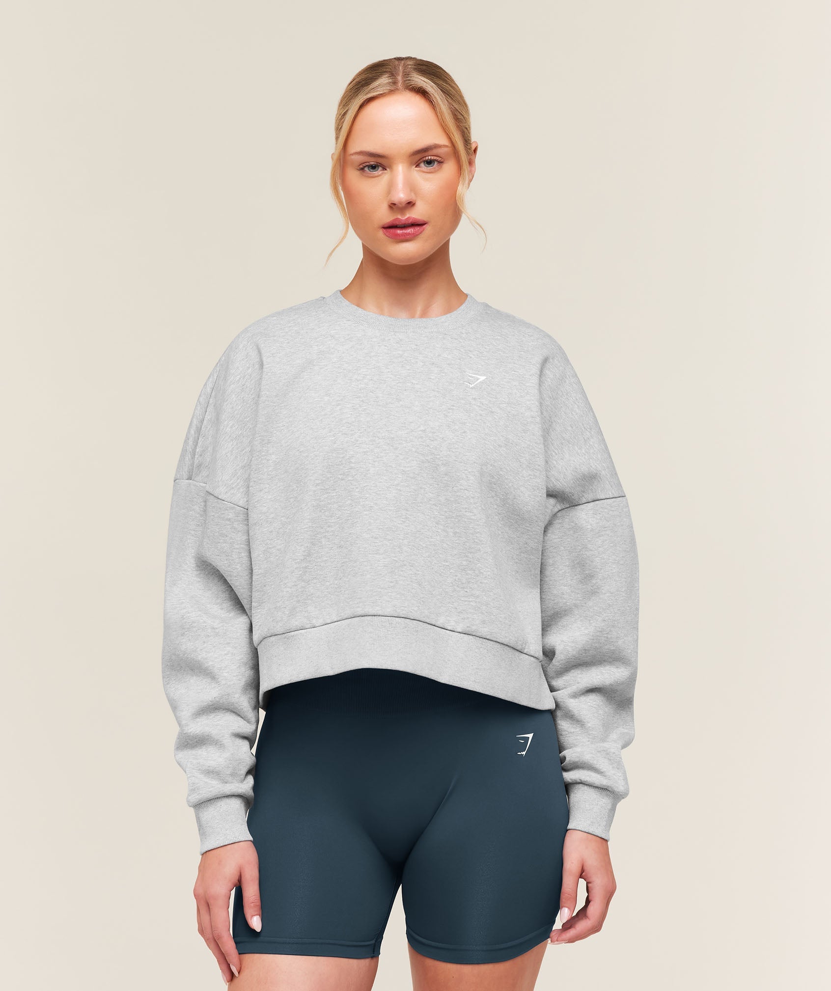 Training Oversized Boxy Sweatshirt - Light Grey Core Marl