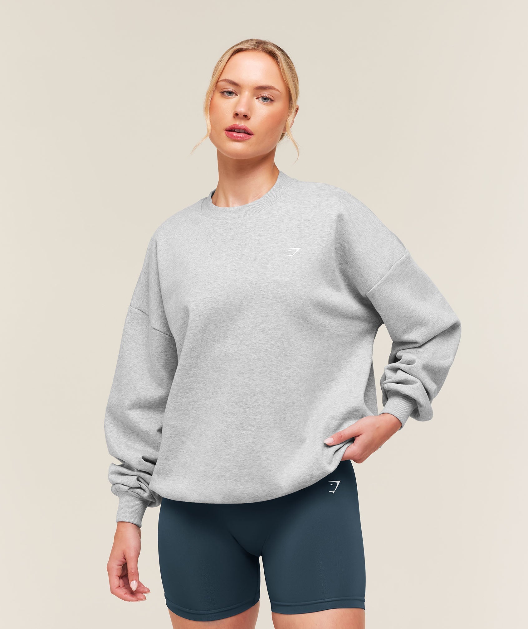 Training Oversized Fleece Sweatshirt - Light Grey Core Marl